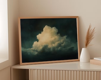 Dramatic Cloudscape Canvas Wall Art | Moody Sky Painting | Storm Cloud Artwork | Modern Atmospheric Nature Print for Home or Office Décor