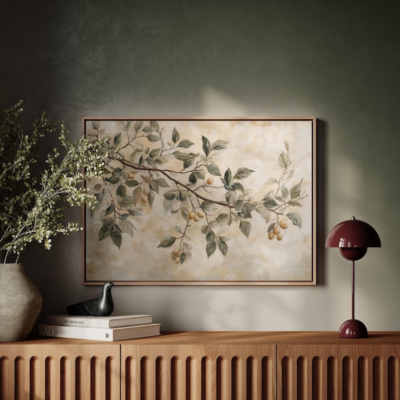 Lemon Tree Branch Canvas, Vintage Botanical Print, Neutral Fruit Wall ...