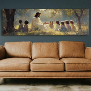 Jesus Teaching Children Canvas, Christian Wall Art, Religious Faith Print, Vintage Bible Scene, Inspirational Spiritual Home Decor