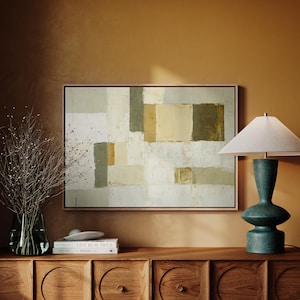 Modern Neutral Abstract Canvas - Beige, White, and Gold Geometric Textured Wall Art, Contemporary Minimalist Decor