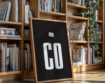 Arte mural minimalista en blanco y negro con la abreviatura del estado de Colorado