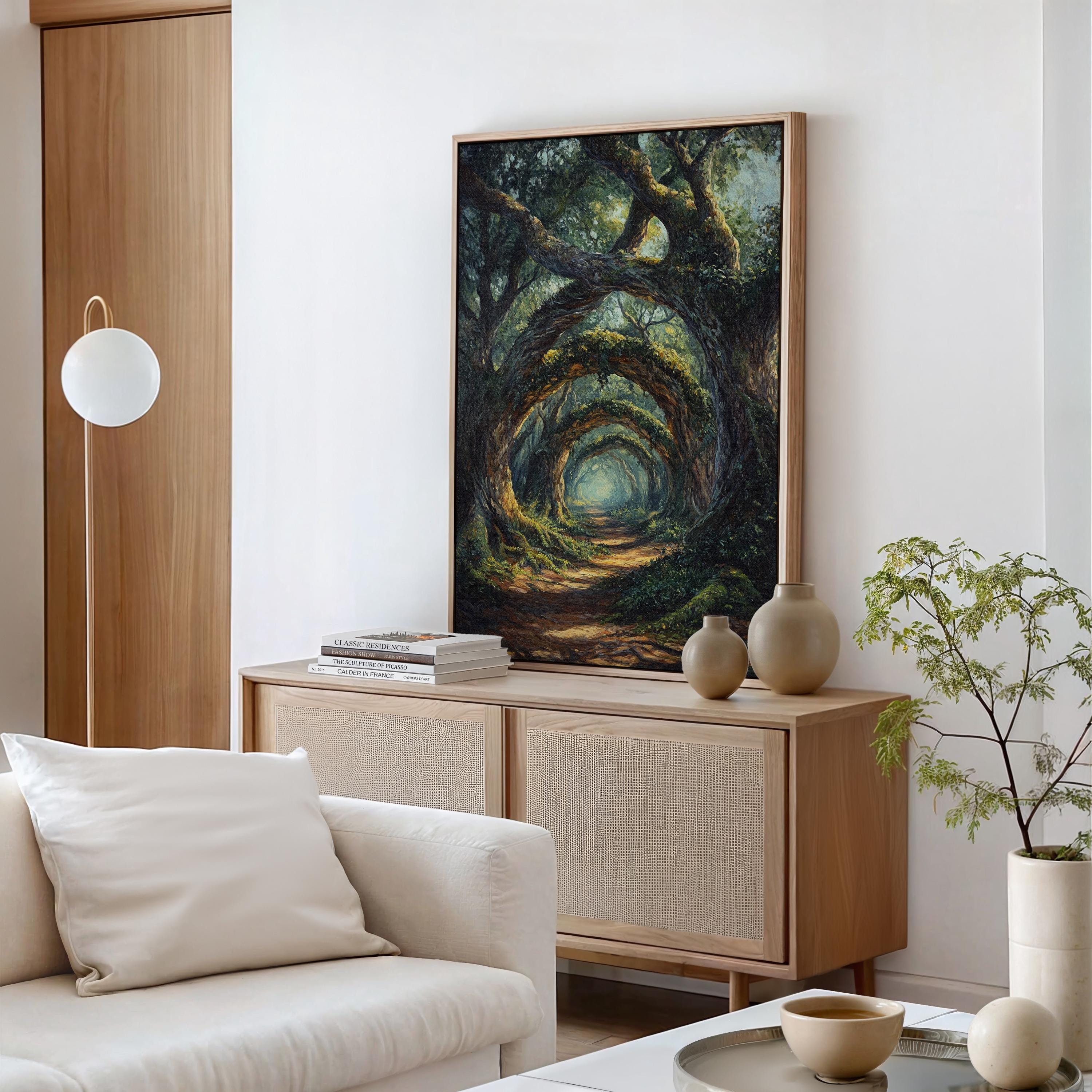 Enchanted Forest Path Canvas Art - Mystical Arching Trees, Fantasy ...