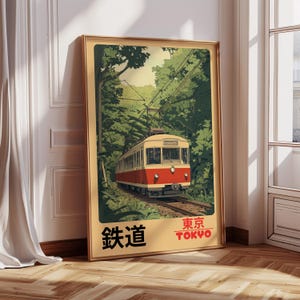 Retro Tokyo Railway Poster - Vintage Japanese Train Art - Scenic Japan Travel Canvas - Tokyo Rail Wall Decor - Anime Style Print