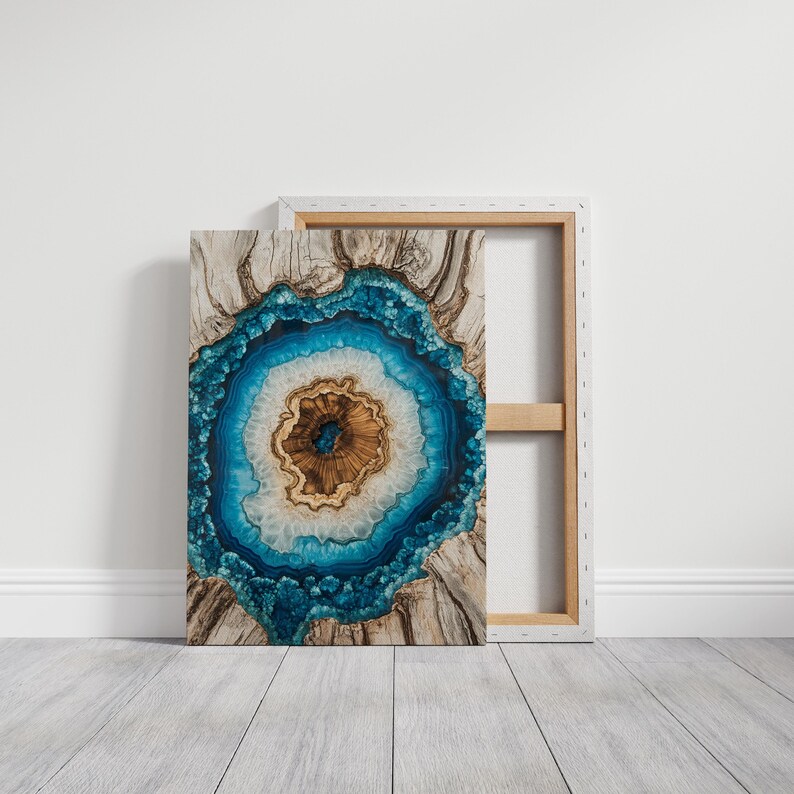 Crystal Geode and Wood Grain Art - Stunning Blue and Natural Agate Tree ...