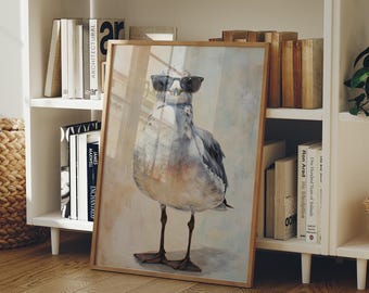 Cool Seagull in Sunglasses Coastal Humor Wall Art