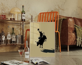 Bull Rider Silhouette | Western Rodeo Wall Art