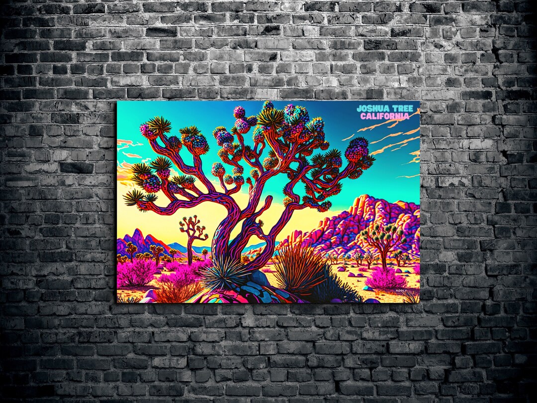 Trippy Joshua Tree Canvas Wall Art, Joshua Tree Art Prints, Wall Art