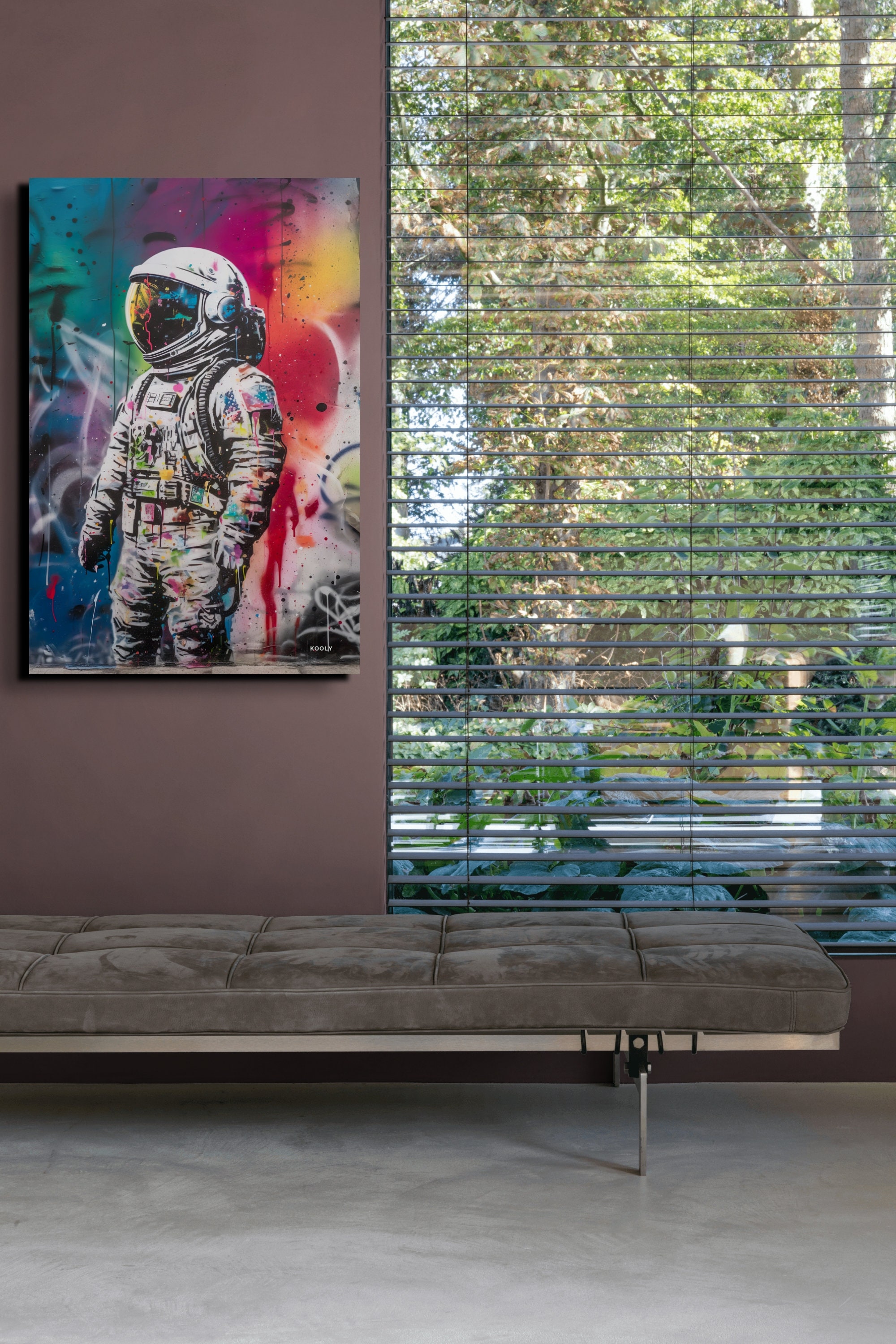 バンクシー風グラフィティ宇宙飛行士キャンバスアート、宇宙飛行士