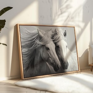 Wild White Horses | Black and White Equestrian Wall Art