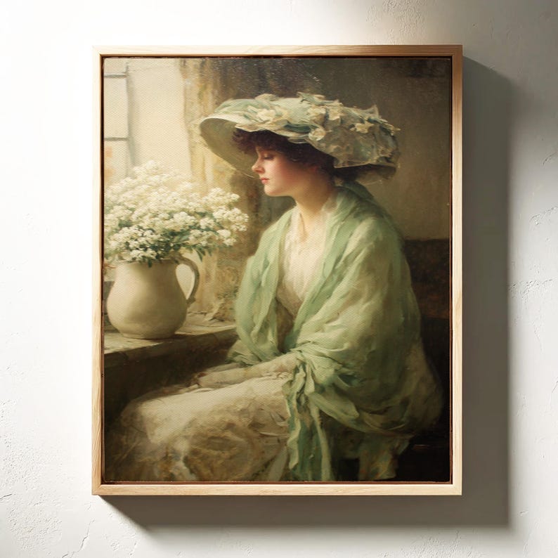 Vintage Lady by Window With Flowers Canvas Art – Elegant Victorian ...