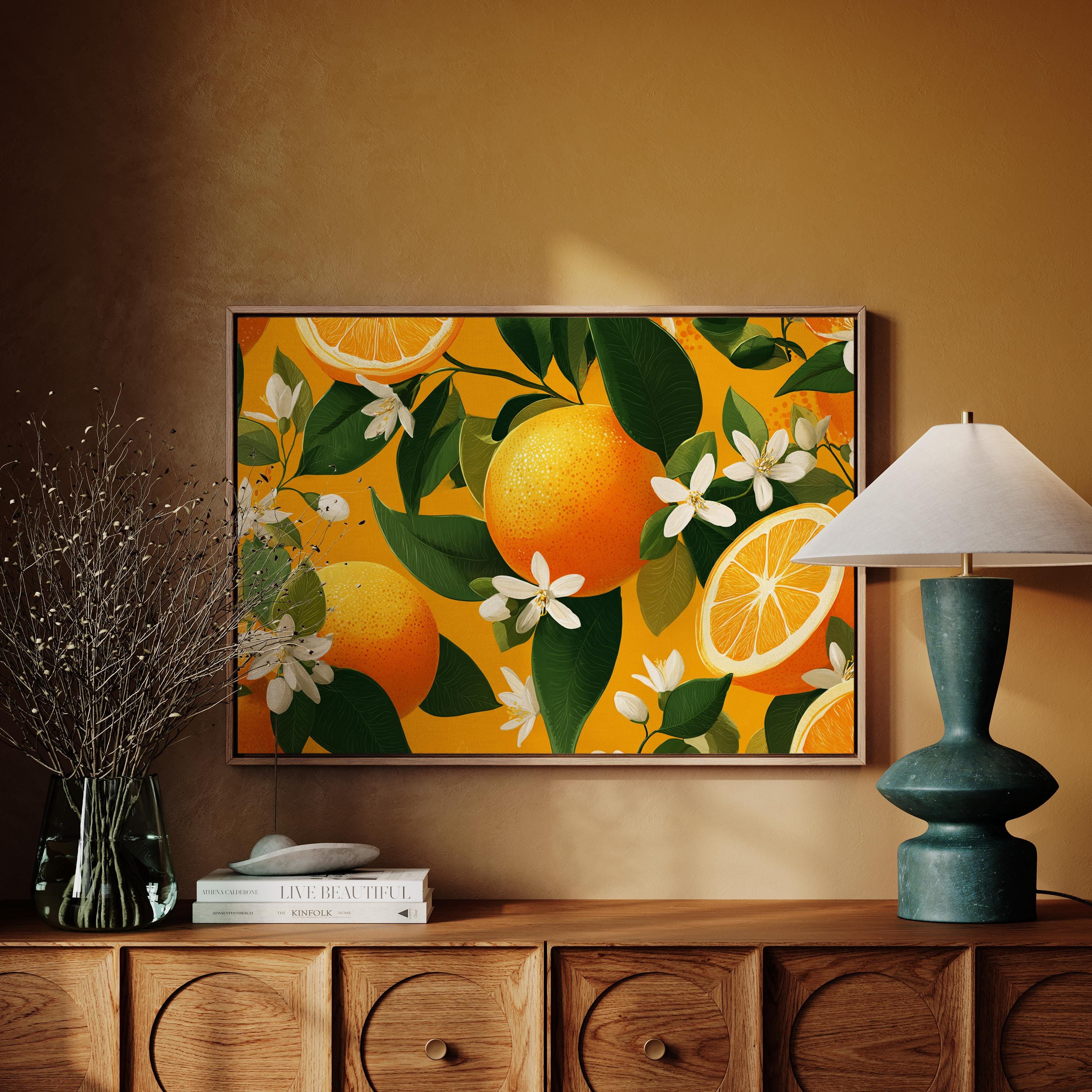 Citrus Orange Blossom Canvas Wall Art | Vibrant Fruit and Floral