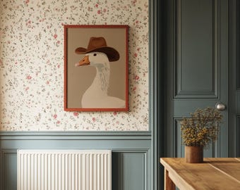 Cowboy Goose Portrait in Rustic Western Style
