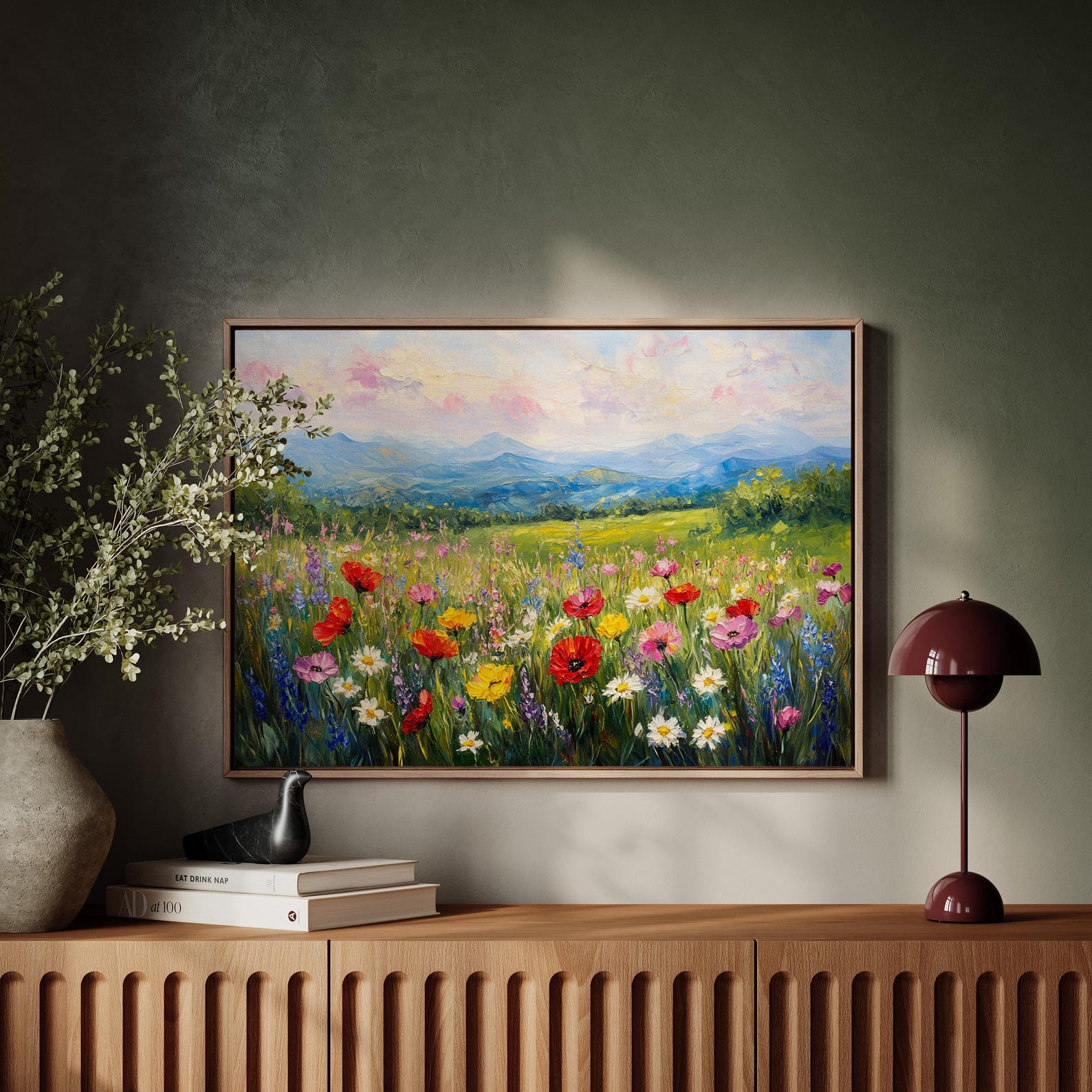 Colorful Wildflower Meadow Canvas Wall Art, Vibrant Summer Landscape ...