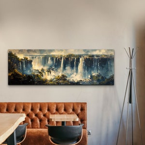 Iguazu Falls Mid Century Modern Panorama Leinwand Wandkunst