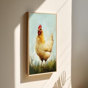 Vintage Chicken Canvas Art, Rustic Farmhouse Wall Decor, Country Hen Illustration, Cottagecore Animal Print, Farmhouse Poster