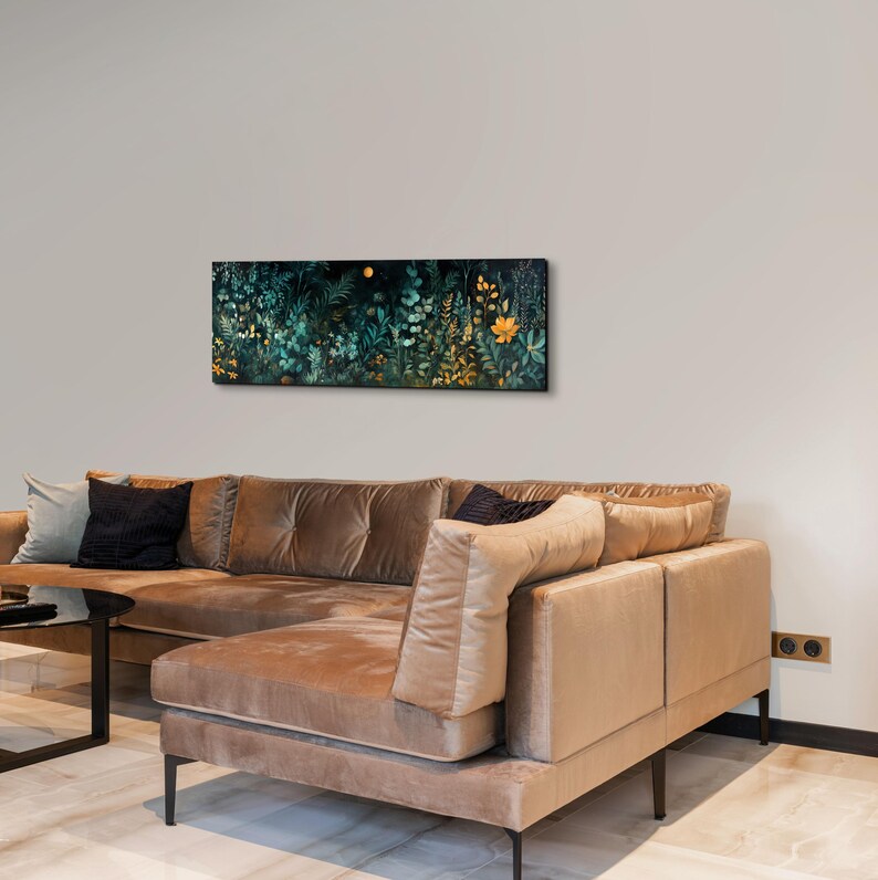 Wildflowers at Night, Wildflowers Field Landscape Wall Art, Panoramic