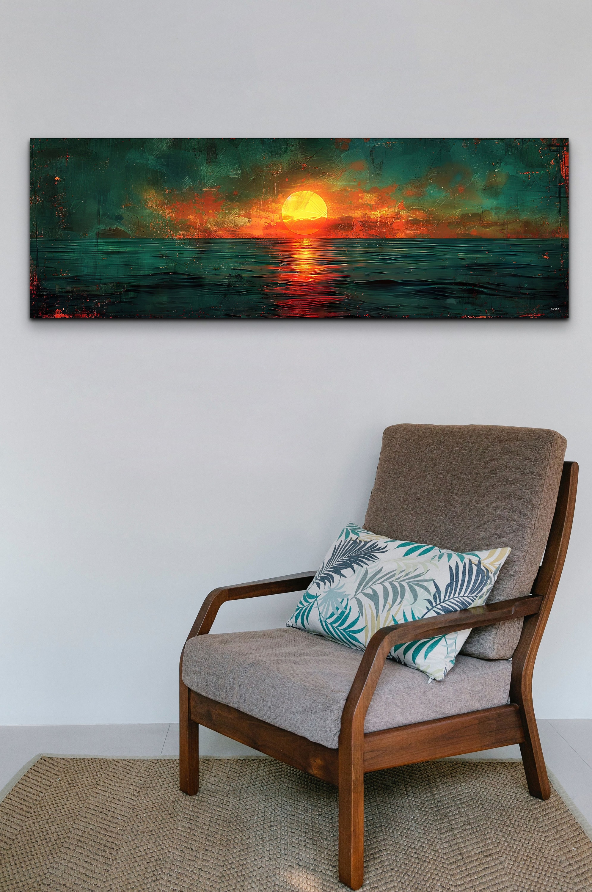 Panoramic Mid Century Modern Sunset Canvas Wall Art Print - Etsy