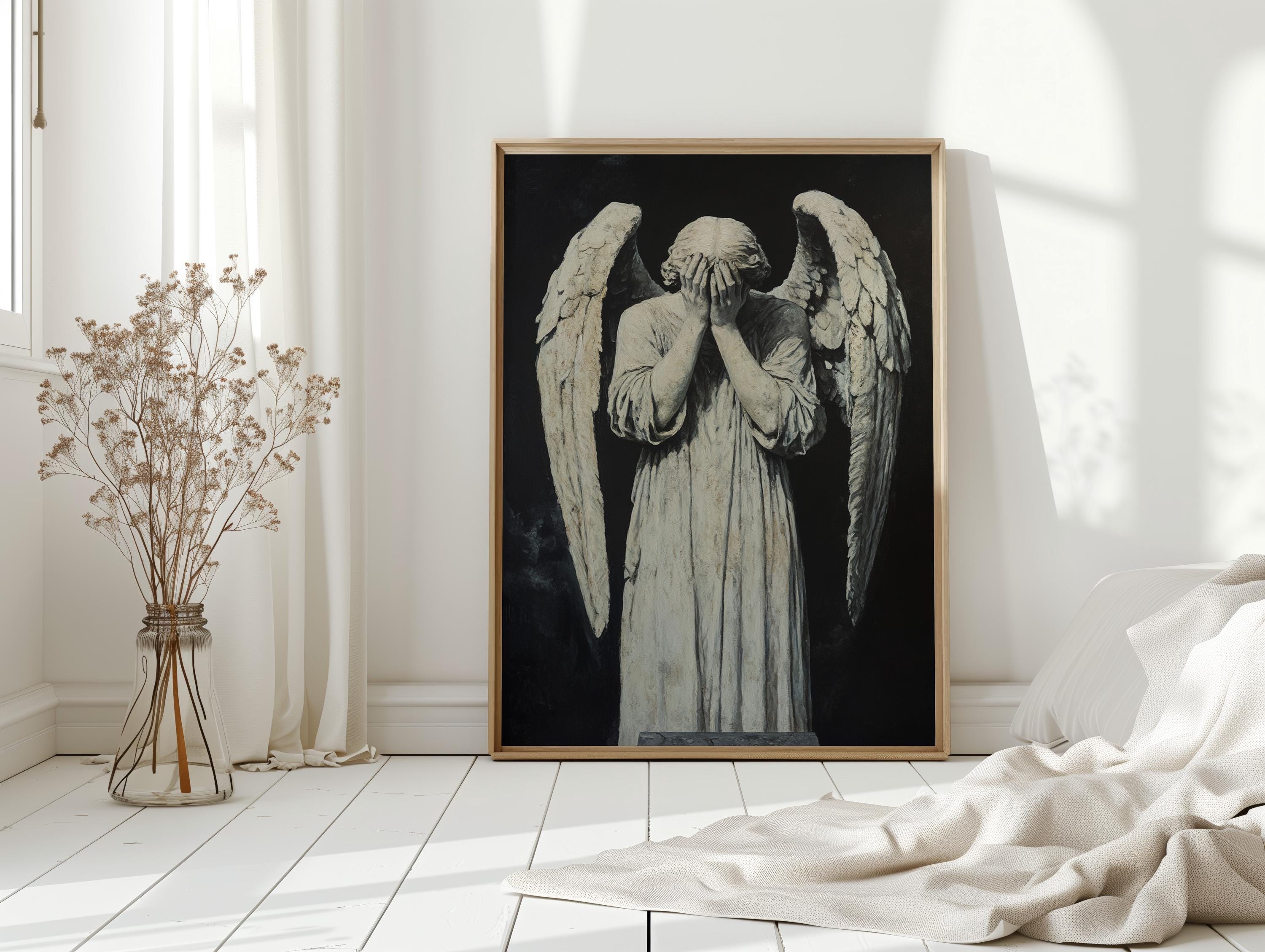 嘆きの天使の壁アートキャンバス | ゴシック像の装飾 | 哀しみの天使の