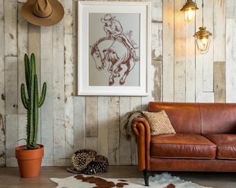 Cowboyschets rijdend bokkend paard