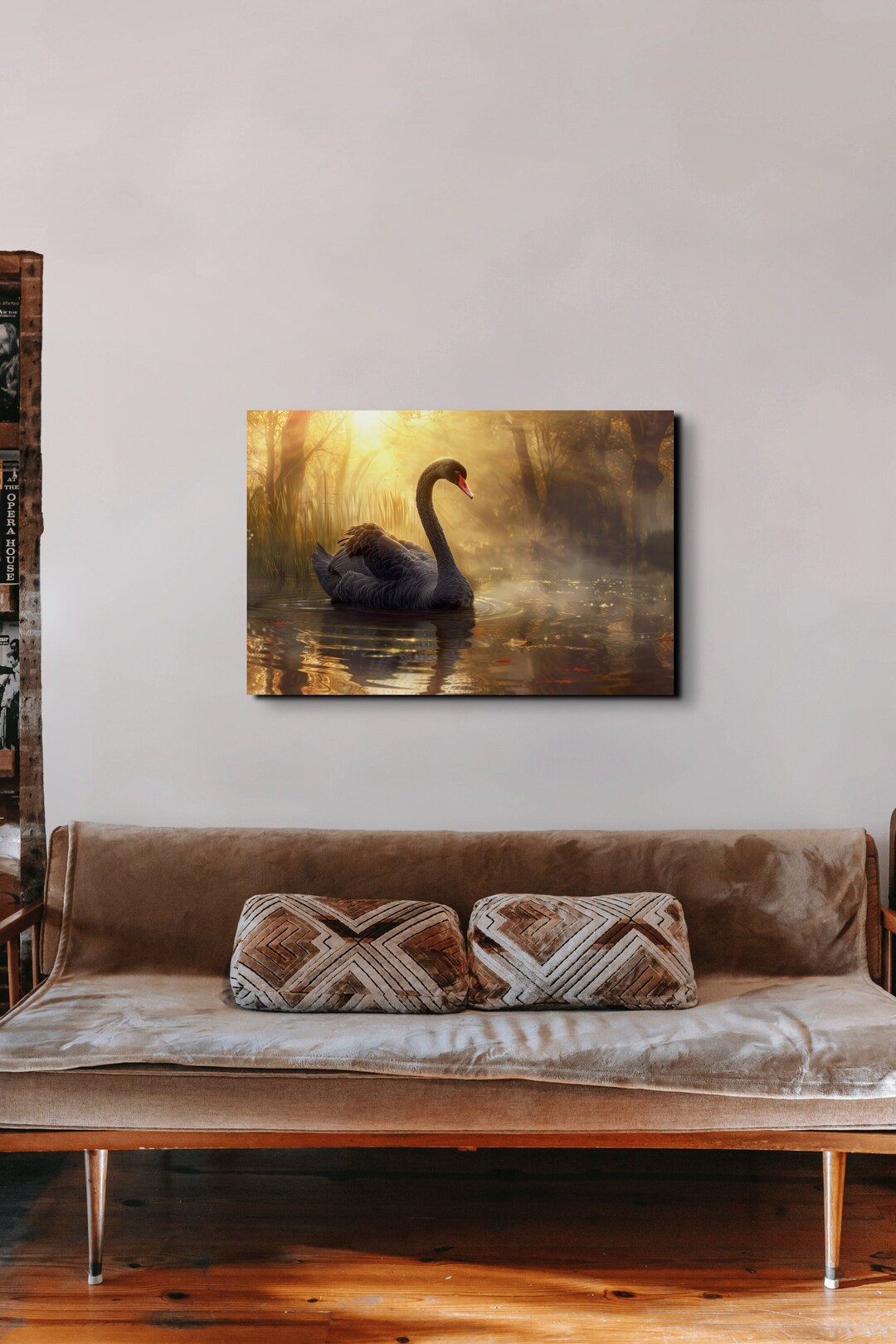 Black Swan Canvas Wall Art Print, Bird Art, Extra Large Wall Art ...