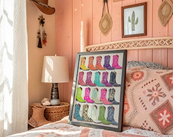 Pop Art Cowboy Boots | Colorful Western Wall Print