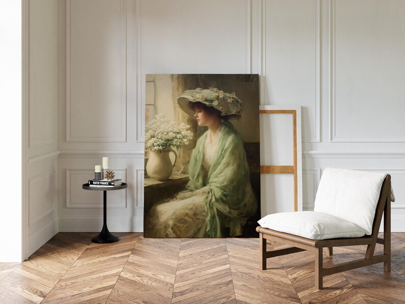 Vintage Lady by Window With Flowers Canvas Art – Elegant Victorian ...