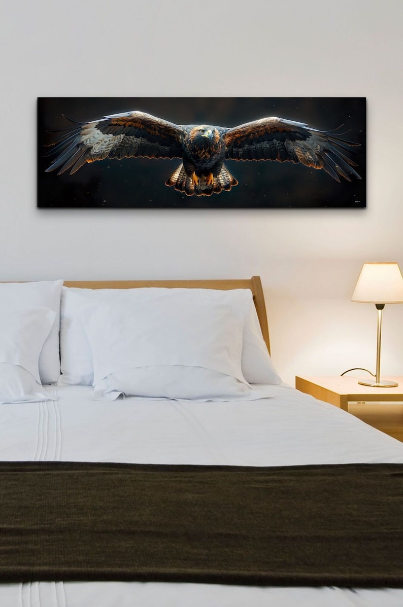 Golden Eagle Wall Art Canvas Print, Eagle Flying Nature Scene, Majestic ...