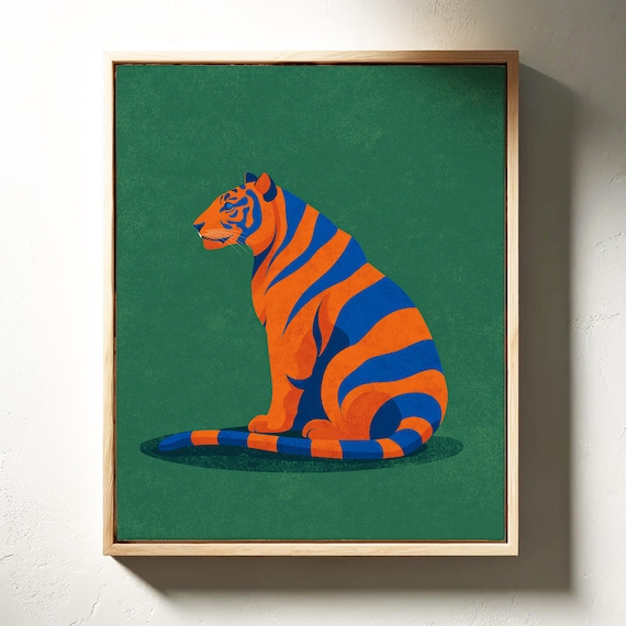 アート作品 『 tiger blue 』 原画 現代アート 虎 絵画 インテリア