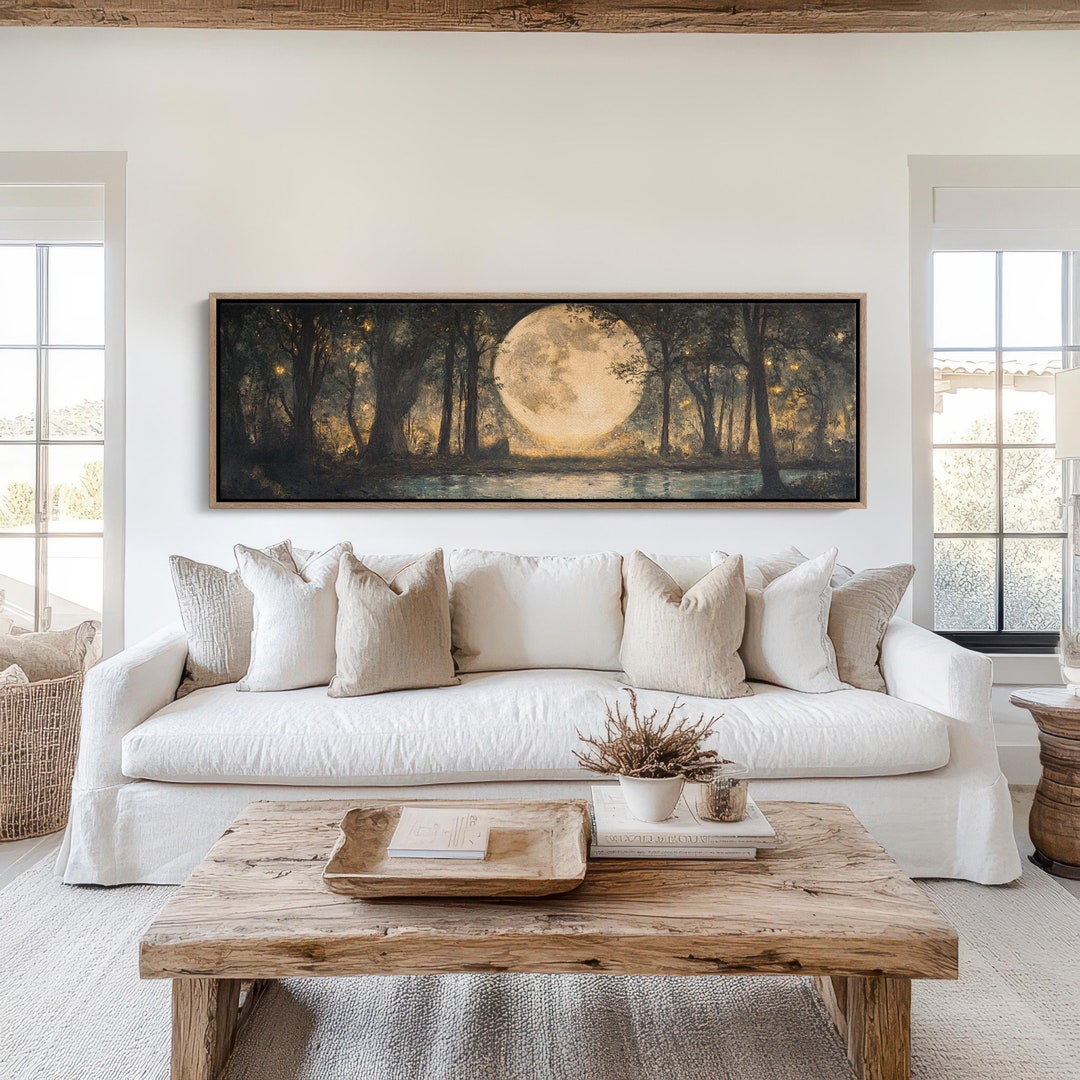 Majestic Full Moon in Mystical Forest Landscape - Illuminating Canvas ...