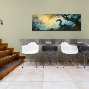 Panoramic Dragon Canvas Wall Art, Fantasy Wall Art, Dragon Art, Colorful Dragon Art, Office Art image 4