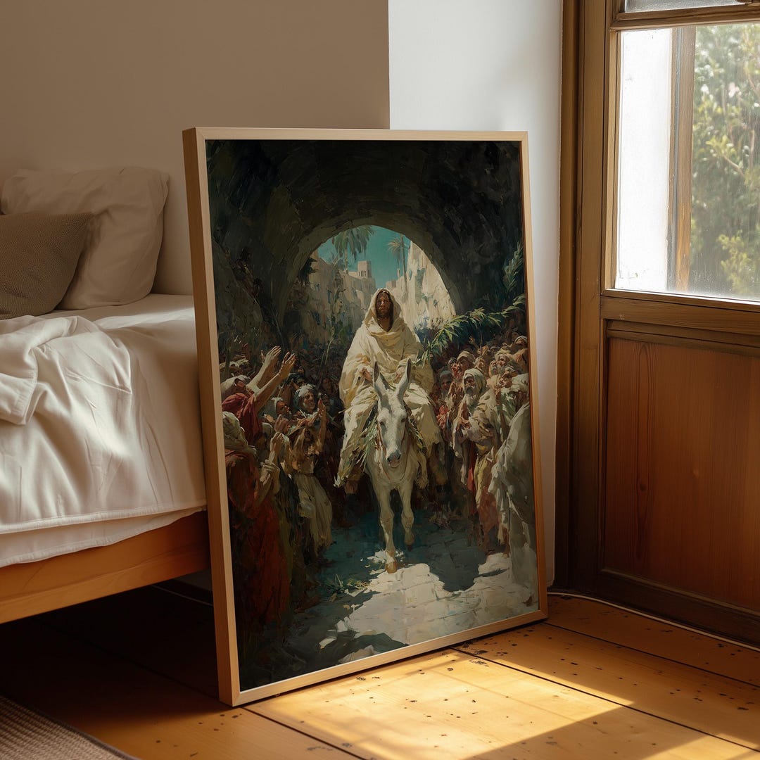 Triumphal Entry of Jesus Canvas Wall Art | Palm Sunday Painting ...