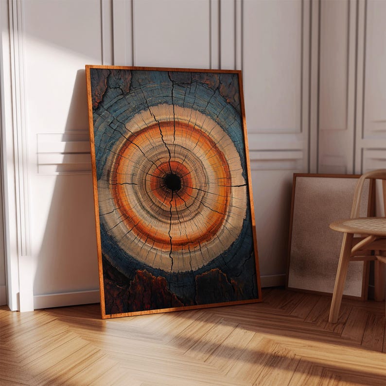 Tree Ring Abstract Canvas Wall Art, Rustic Earth Tone Wood Texture ...