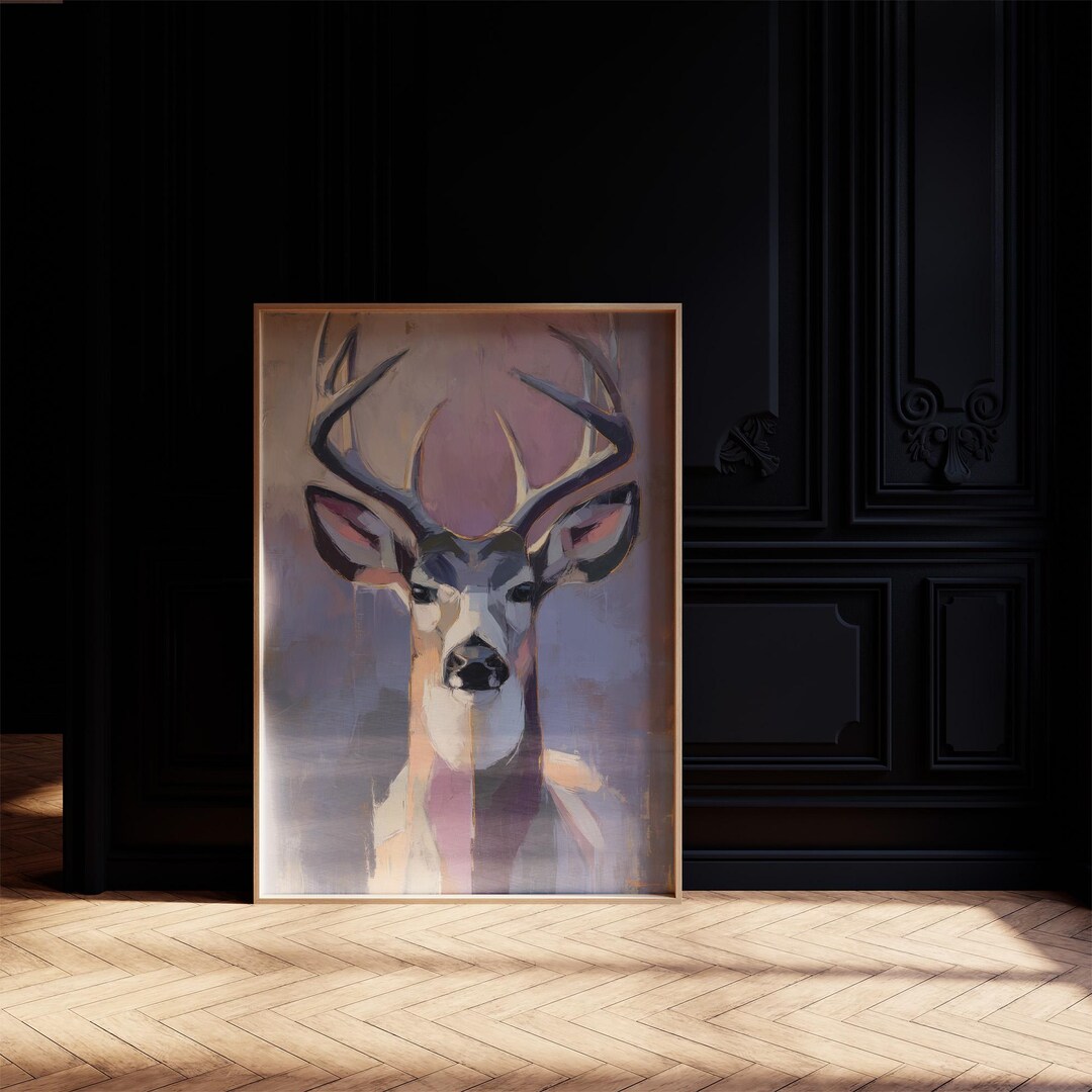 Modern Abstract Stag Portrait | Colorful Deer Wall Art in Bold ...