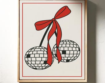 Retro Red Disco Cherry Art Print