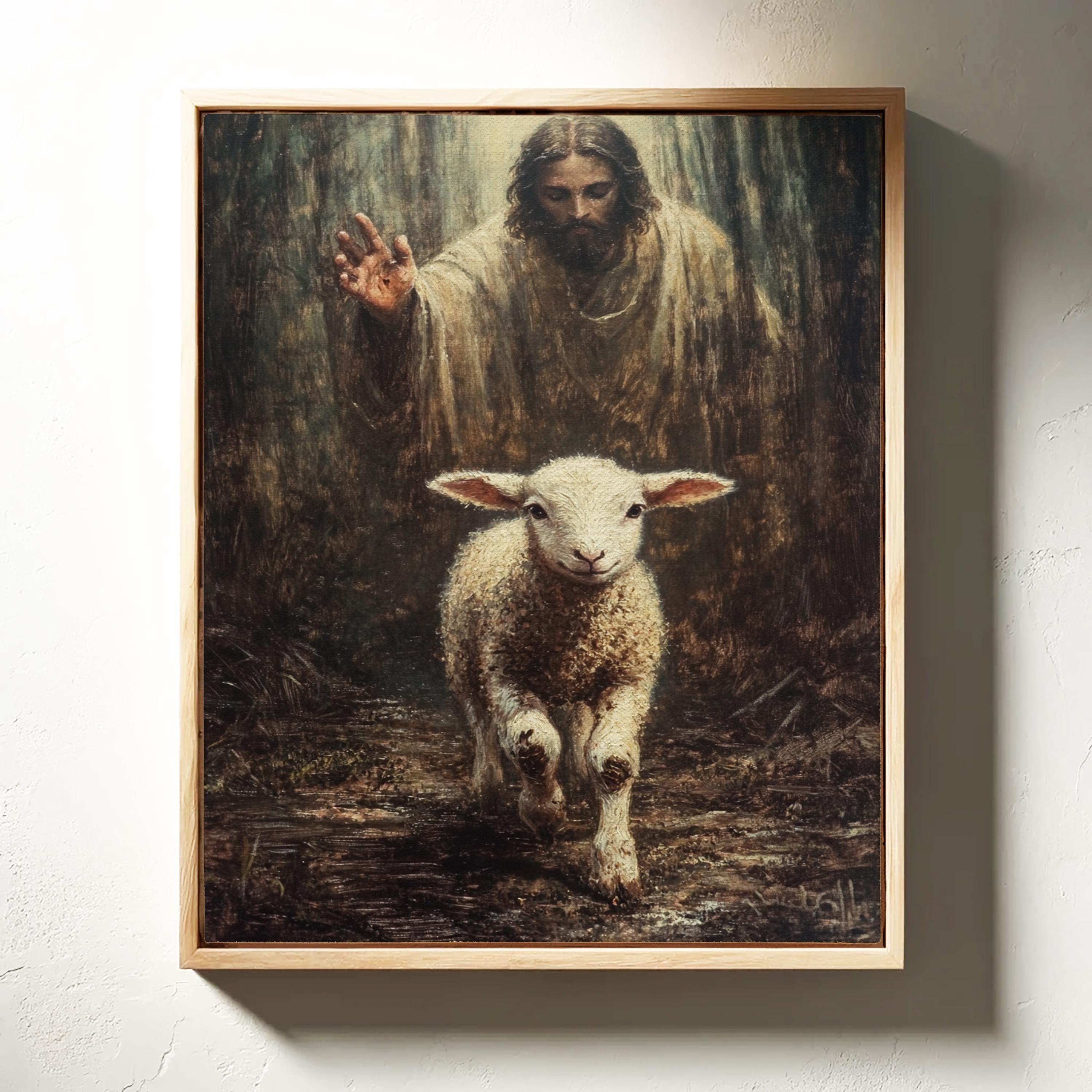 羊飼いたちにキリストの誕生を告げる天使たち 額入りイエスの葉 99 羊