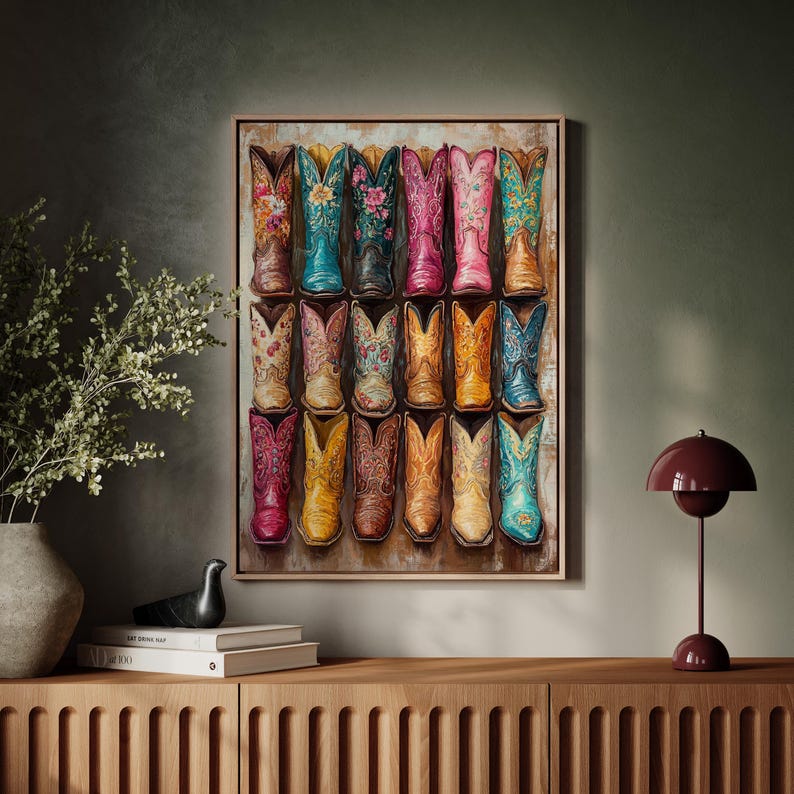Rustic Boot Decor Vintage Western Cowboy Boots Canvas Wall Art Rustic Country Decor for ...
