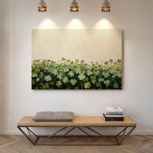 DIGITAL DOWNLOAD Lush Green Shamrock Meadow Canvas Wall Art - Perfect Botanical Hangable Decor for Serene Home Spaces