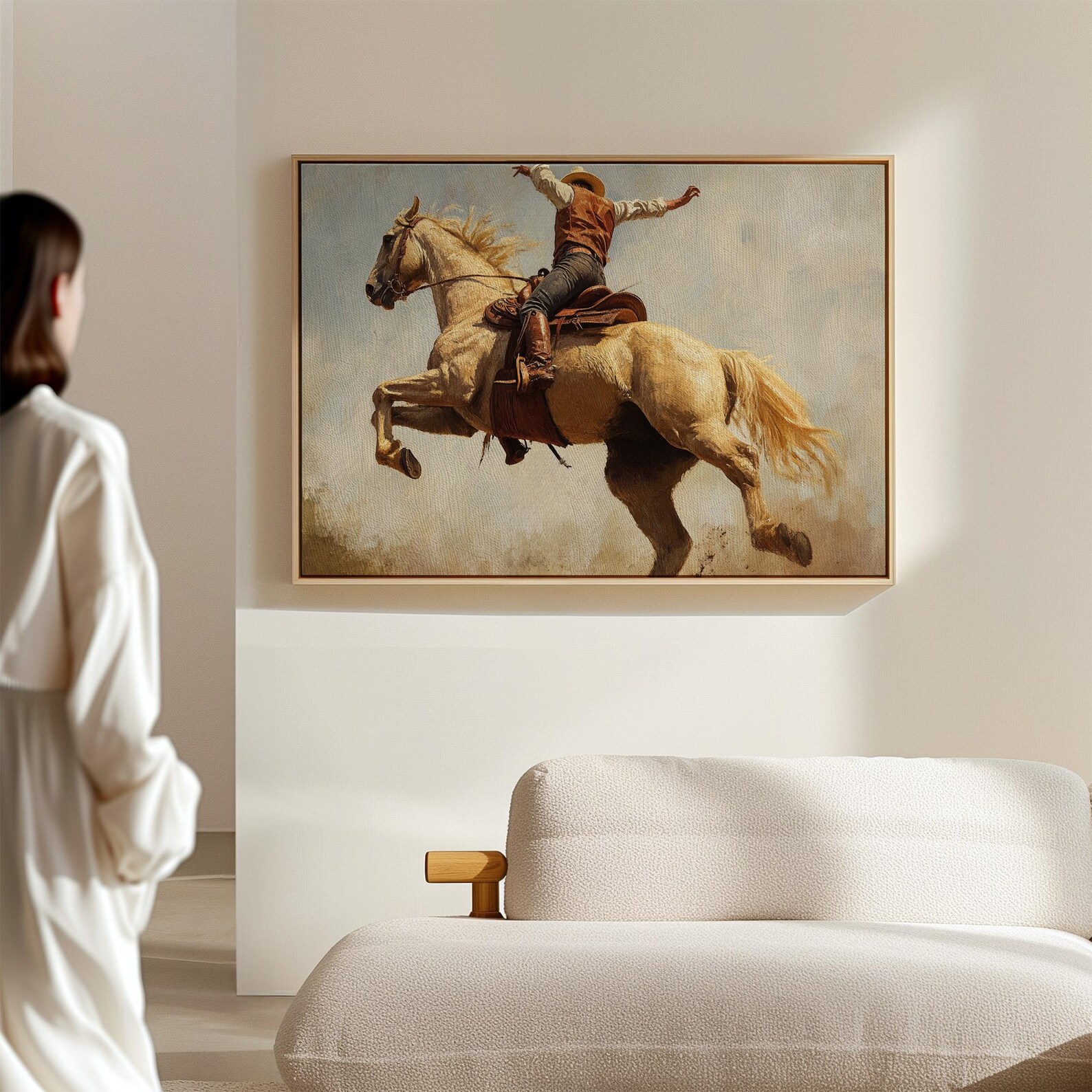 Wild West Cowboy Riding Horse - Western Canvas Art, Rustic Ranch Wall ...
