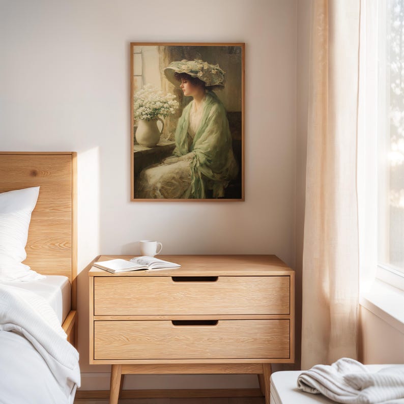 Vintage Lady by Window With Flowers Canvas Art – Elegant Victorian ...