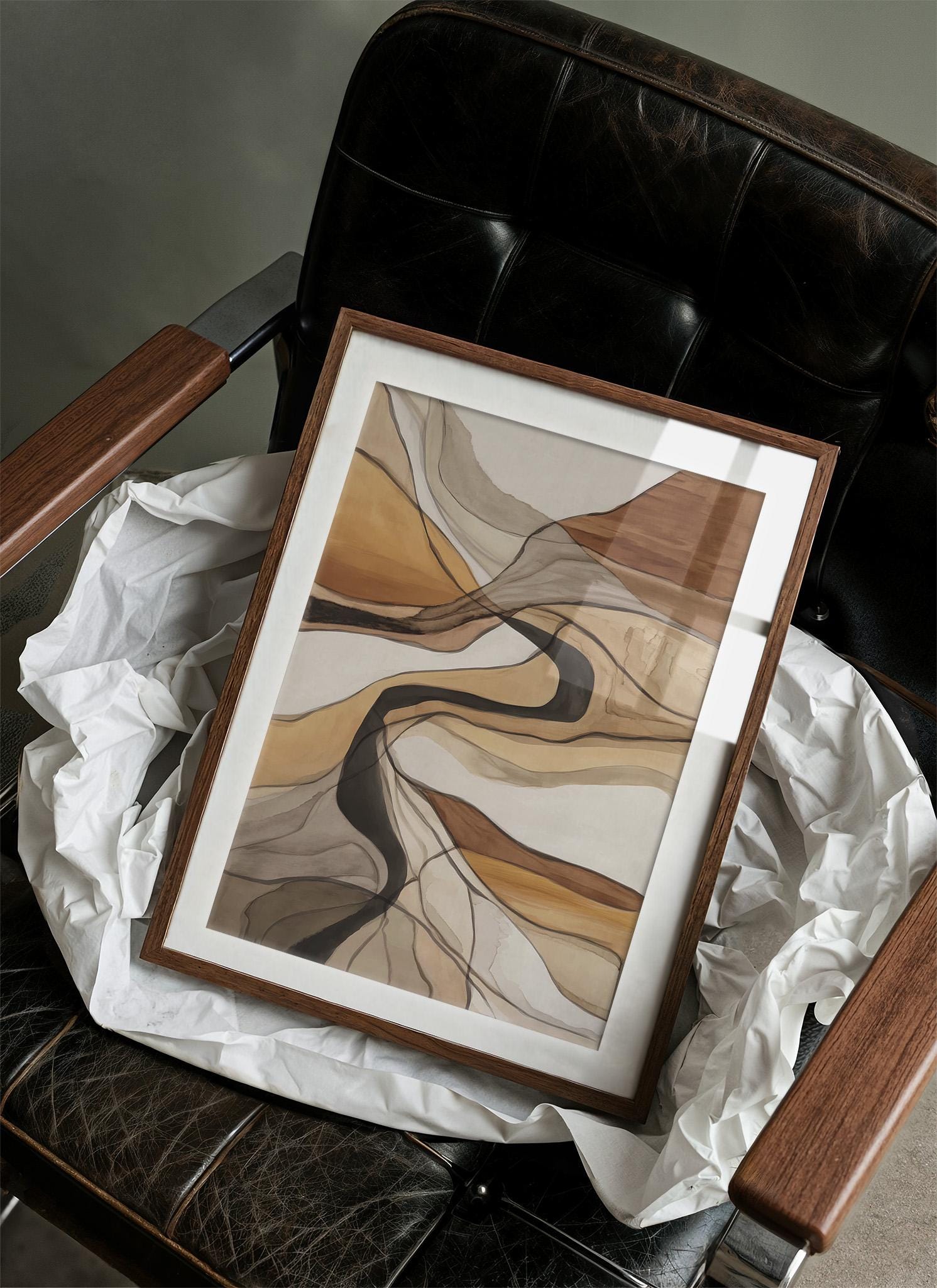 Abstract Earth Tone Wall Art, Modern Neutral Canvas Painting ...