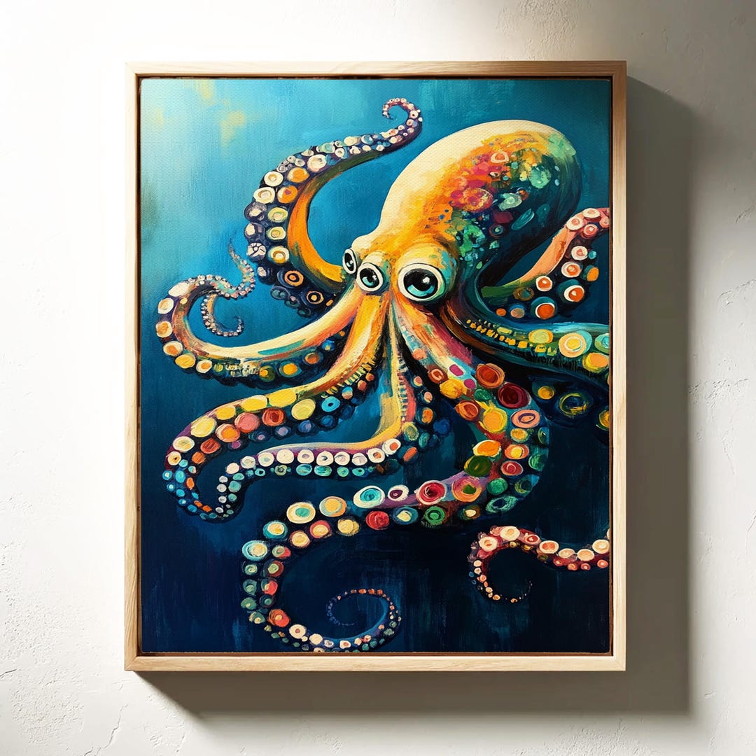 Colorful Octopus Canvas Art Underwater Marine Life Decor Vibrant