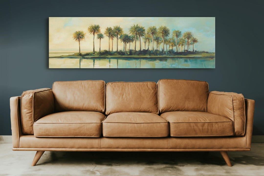 Palm Tree Canvas Wall Art, Coastal Landscape Print, Tropical Beach ...