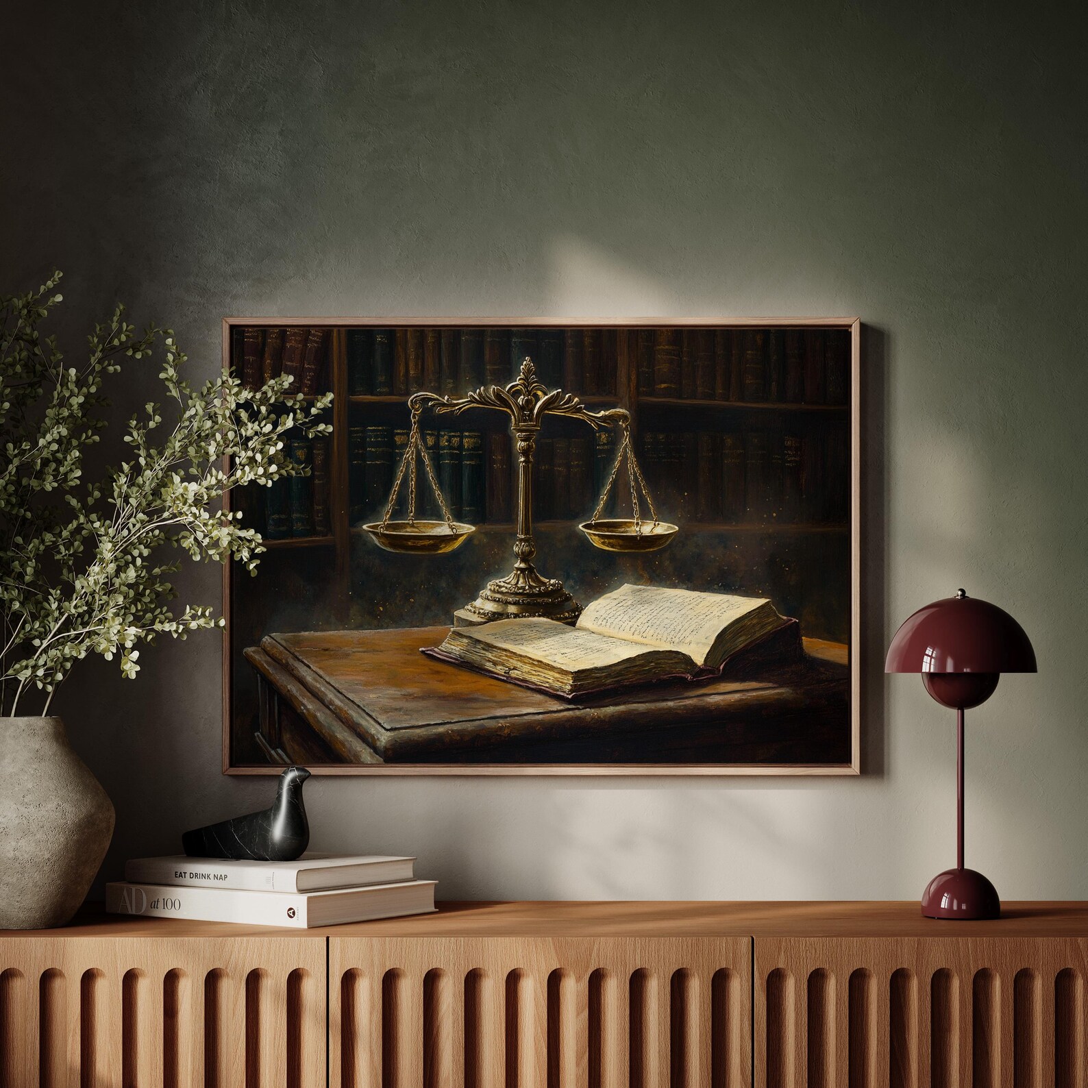 Retro Justice Vintage Justice Scales Canvas - Law Office Decor - Legal Books Artwork ...