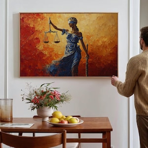 Lady Justice Wall Art, Blind Justice Canvas Print, Legal Office Decor, Scales of Justice Painting, Law Symbol Artwork, Bold Abstract
