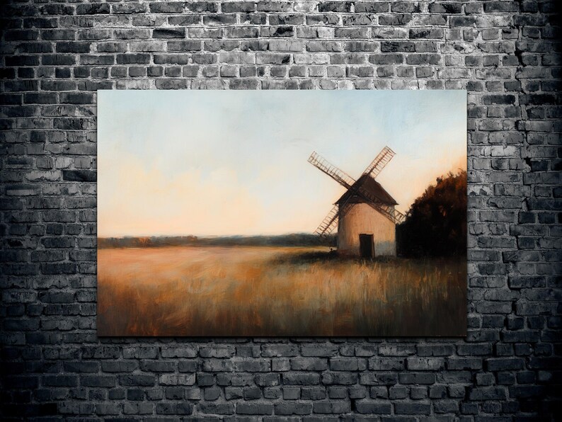 Rustic Ohio Farm Canvas Wall Art Print, Old White Barn Decor, Vintage