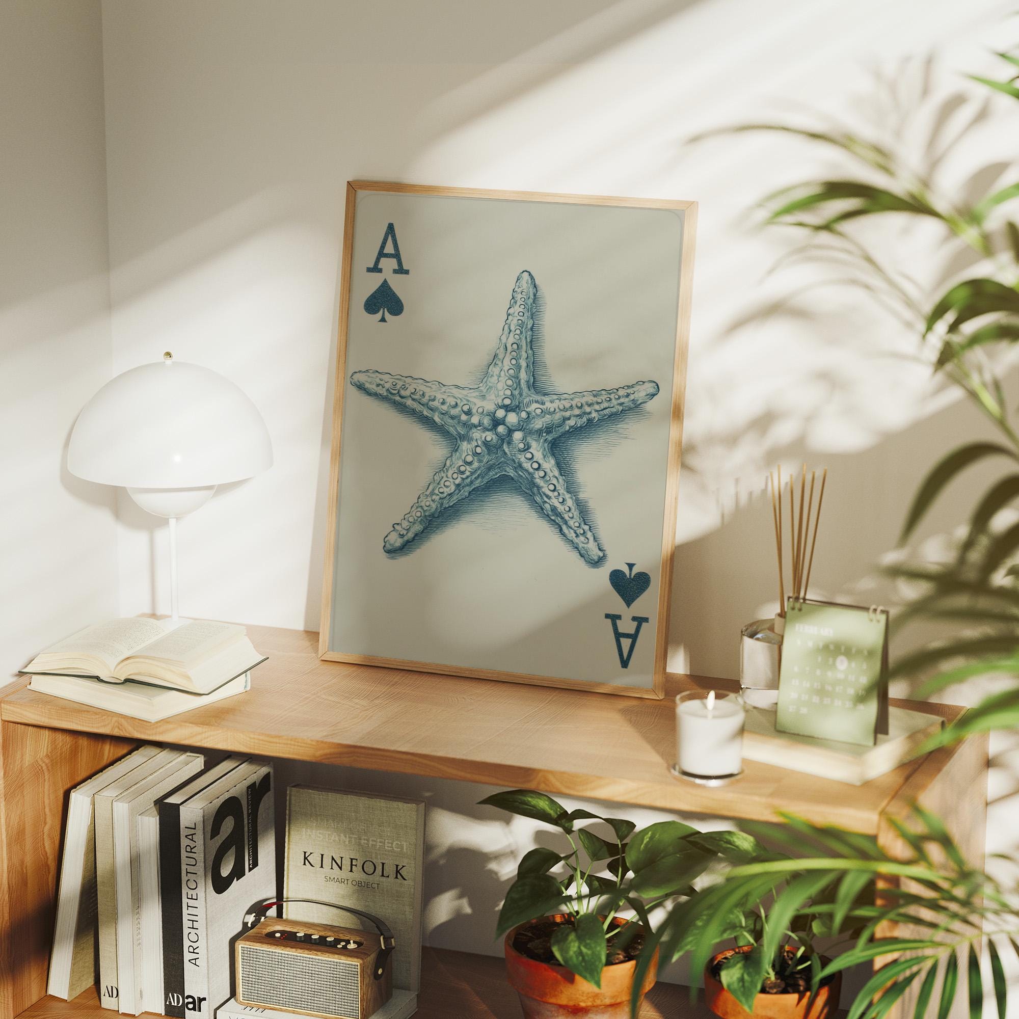 Ace of Spades Starfish Card | Nautical Coastal Canvas Art With