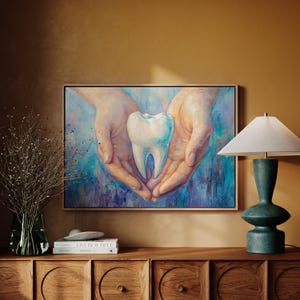 Dental Office Wall Art, Tooth Painting, Dentist Decor, Oral Health Canvas, Dentistry Gift, Modern Dental Art, Professional Clinic Print
