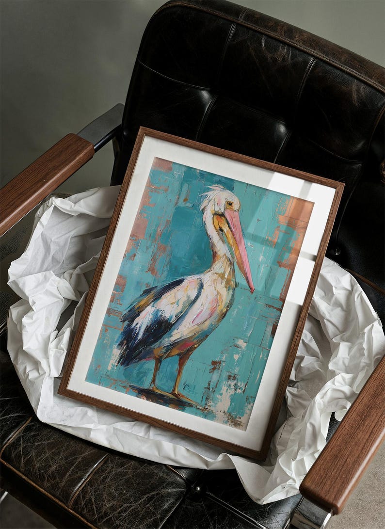 Colorful Pelican Abstract Coastal Wall Art - Etsy