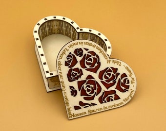 Personalized Heart Box, Valentine's Day, Anniversary, Wedding, Gift, Box