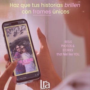May include: A smartphone displays a photo with the text "Reminisce YOU ARE MAGIC" and the Lra Design logo. The phone is held in a person's hand. Text on the screen reads "REELS PHOTOS & STORIES that feel like YOU."